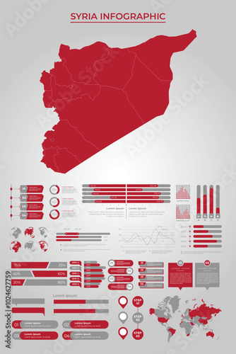 SYRIA Map Template with Business Infographic Elements