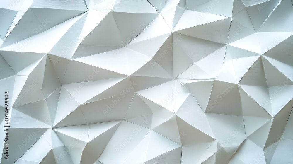 Abstract geometric pattern of folded white paper.