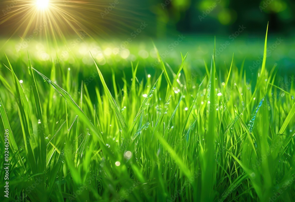 Obraz premium detailed close shot capturing vibrant green blades grass natural texture freshness, nature, realism, macro, foliage, pattern, plant, outdoor, summer, lawn