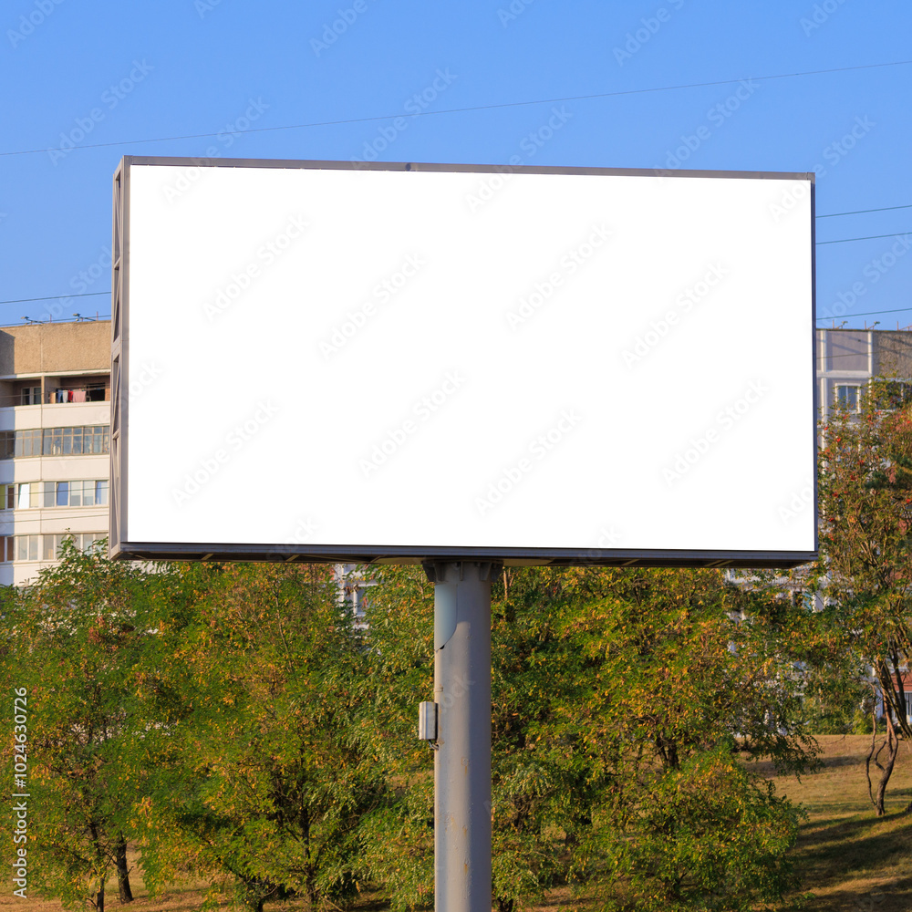 Background for design, white billboards on city streets and along roads Background for design, white billboards on city streets and along roads
