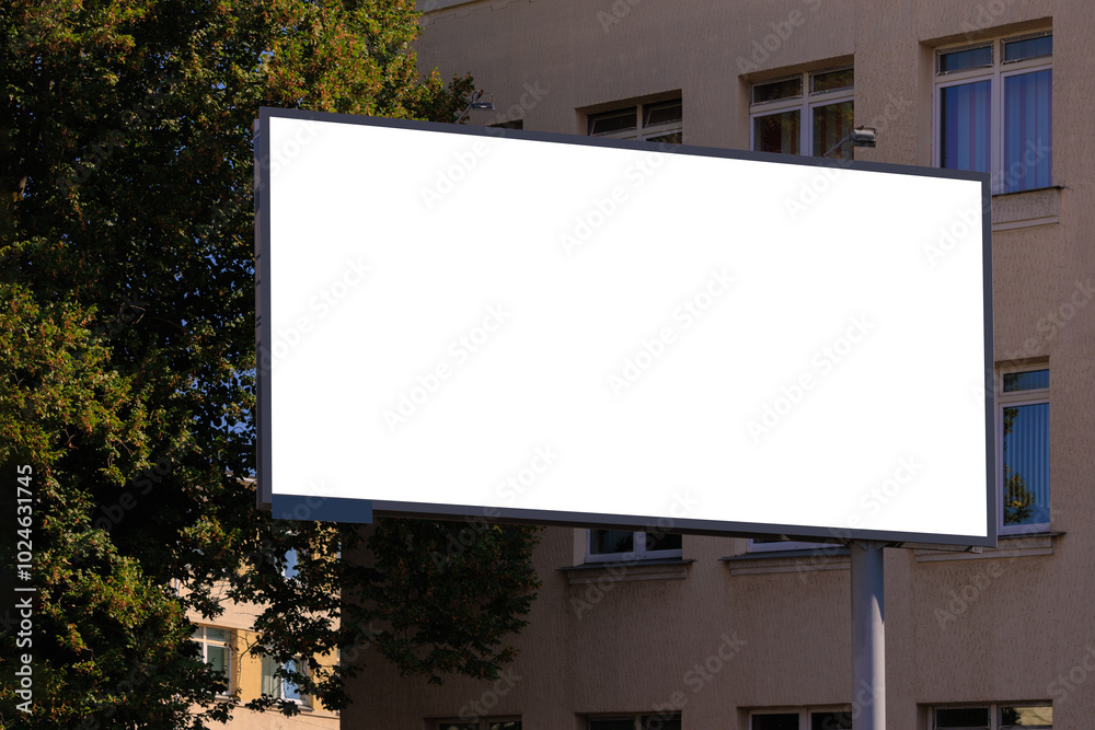 Fototapeta premium Background for design, white billboards on city streets and along roads