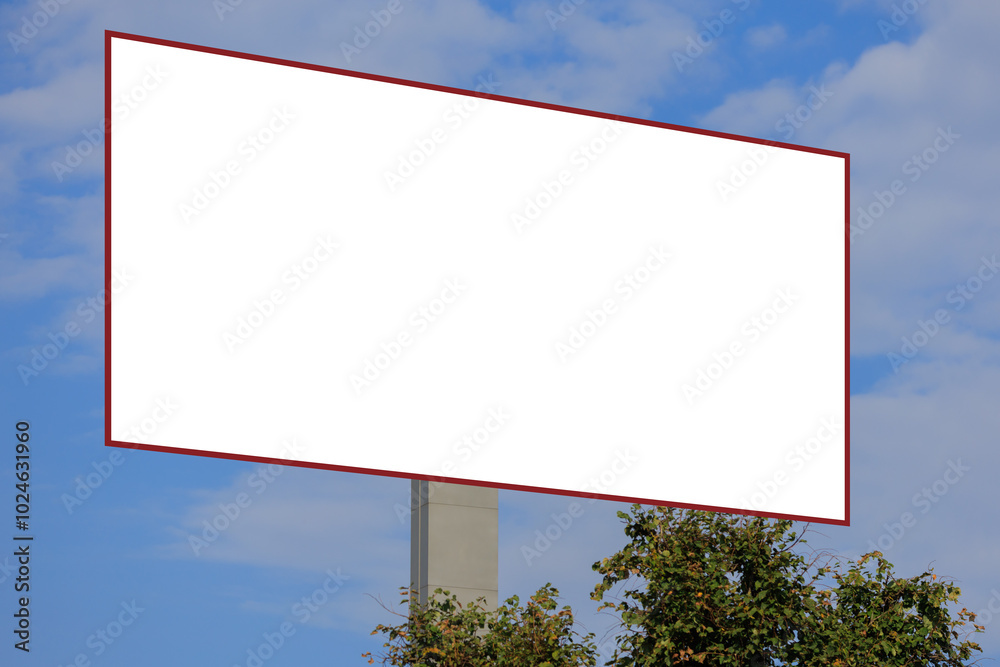 Background for design. Advertising billboard along the road in the city on a sunny day Background for design. Advertising billboard along the road in the city on a sunny day