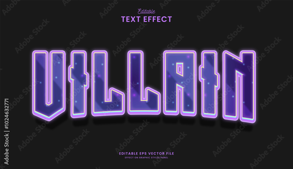 Obraz premium decorative neon villain editable text effect design