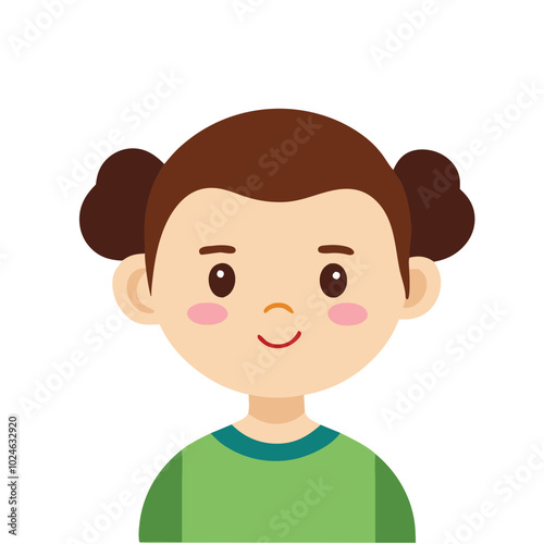 Smiling Girl with Pigtails