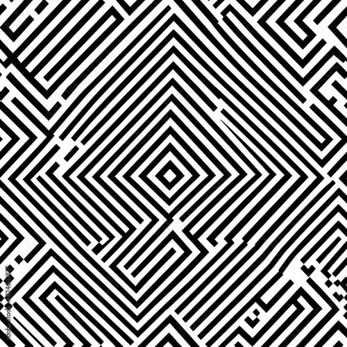 Black and white geometric diamond pattern with bold, striking lines. AI-generated.