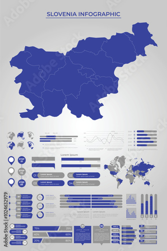 SLOVENIA Map Template with Business Infographic Elements