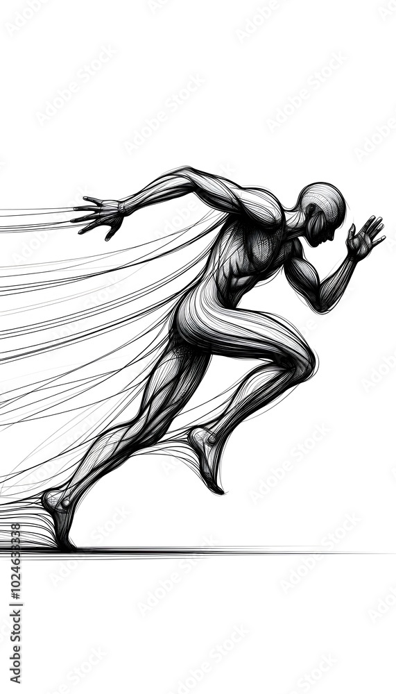 Sketch of a runner in action Sketch of a runner in action