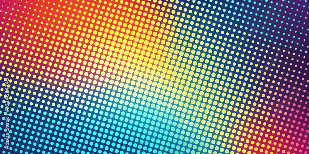 Abstract Gradient Pattern with Circular Dots in Yellow, Red, Blue, and Purple Abstract Gradient Pattern with Circular Dots in Yellow, Red, Blue, and Purple