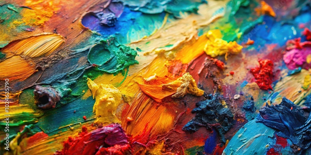 A vibrant canvas of mixed oil paint, revealing a world of artistic expression, where colors dance and textures intertwine A vibrant canvas of mixed oil paint, revealing a world of artistic expression, where colors dance and textures intertwine