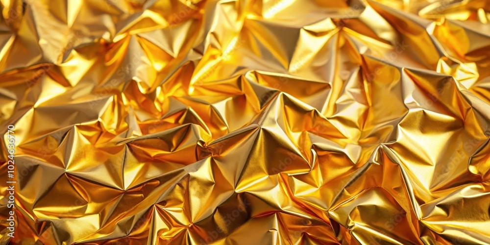 Abstract Golden Metallic Fabric Texture With Wrinkles and Folds Abstract Golden Metallic Fabric Texture With Wrinkles and Folds