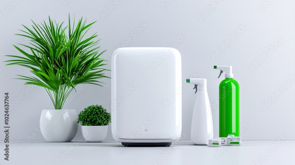 White Air Purifier on Minimalist Background White Air Purifier on Minimalist Background