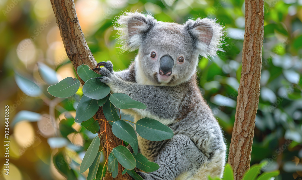 Obraz premium A koala is sitting on a tree branch