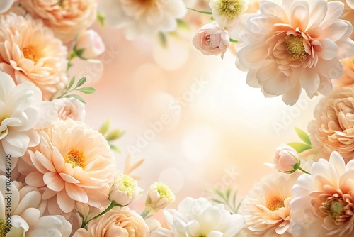 Soft floral background in white and peach