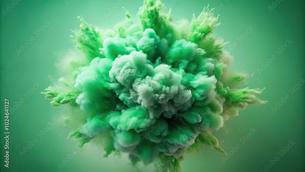 Soft green explosion of colors on cloudy texture background, bird's eye view Soft green explosion of colors on cloudy texture background, bird's eye view