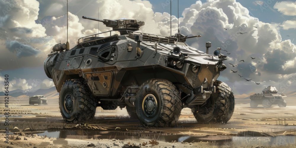 Fototapeta premium Modern Armored Transport Vehicle. Military technology concept