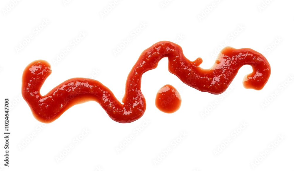 A squiggle of ketchup on a white background, showcasing its texture. A squiggle of ketchup on a white background, showcasing its texture.