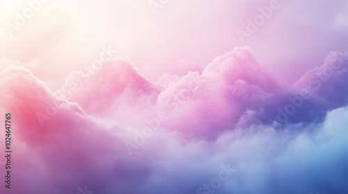 Cotton Candy Colored Clouds Floating in Dreamlike Sky photo