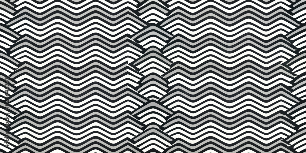 A pattern of repeating wavy lines creates a visually interesting illusion of depth and movement