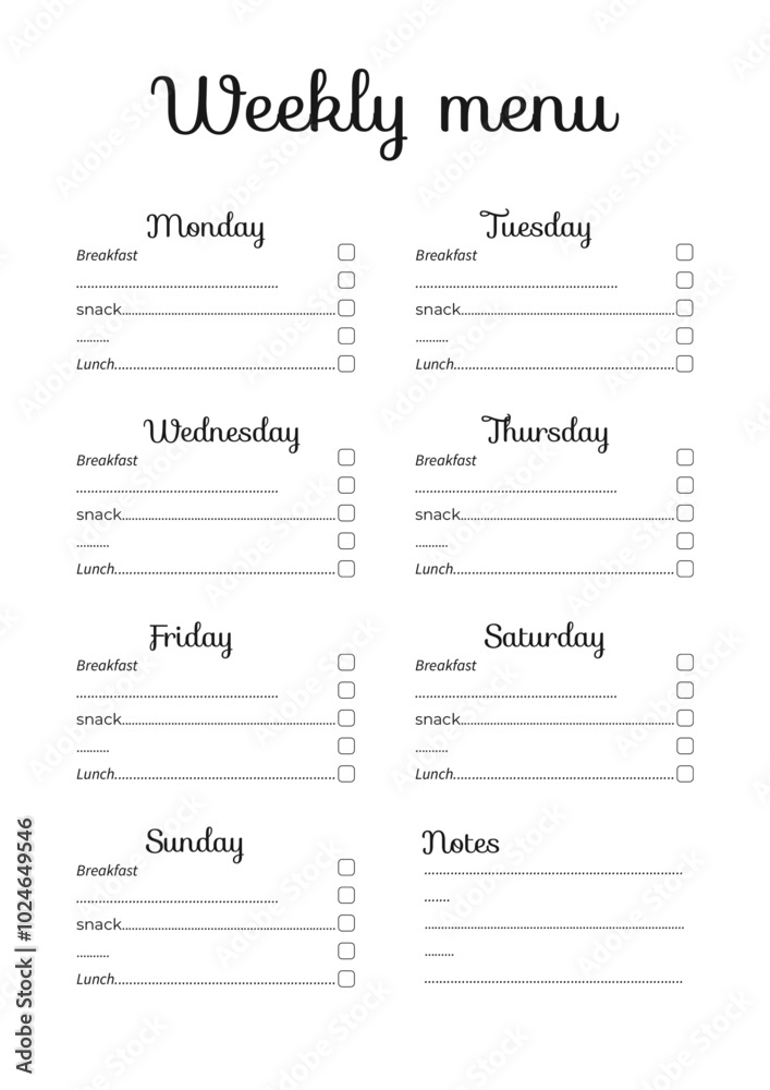 weekly menu planner weekly menu planner