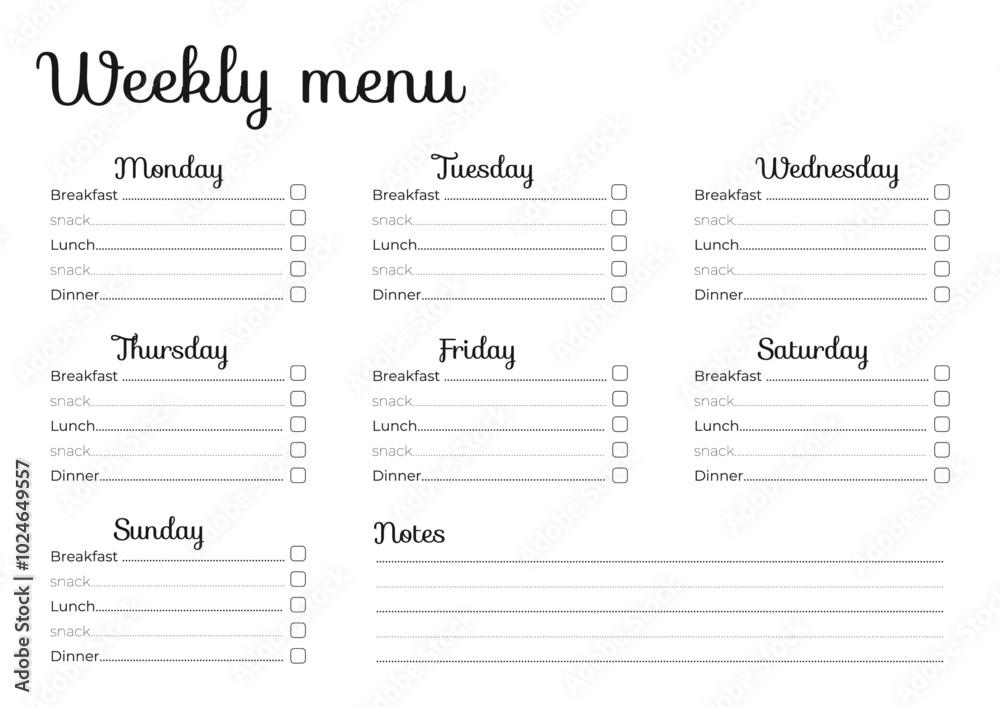 weekly menu planner weekly menu planner