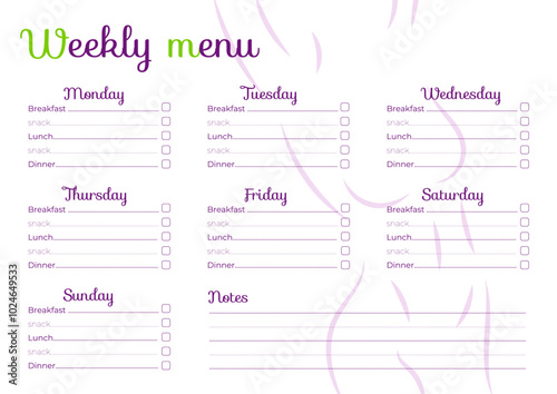 weekly menu planner fitness