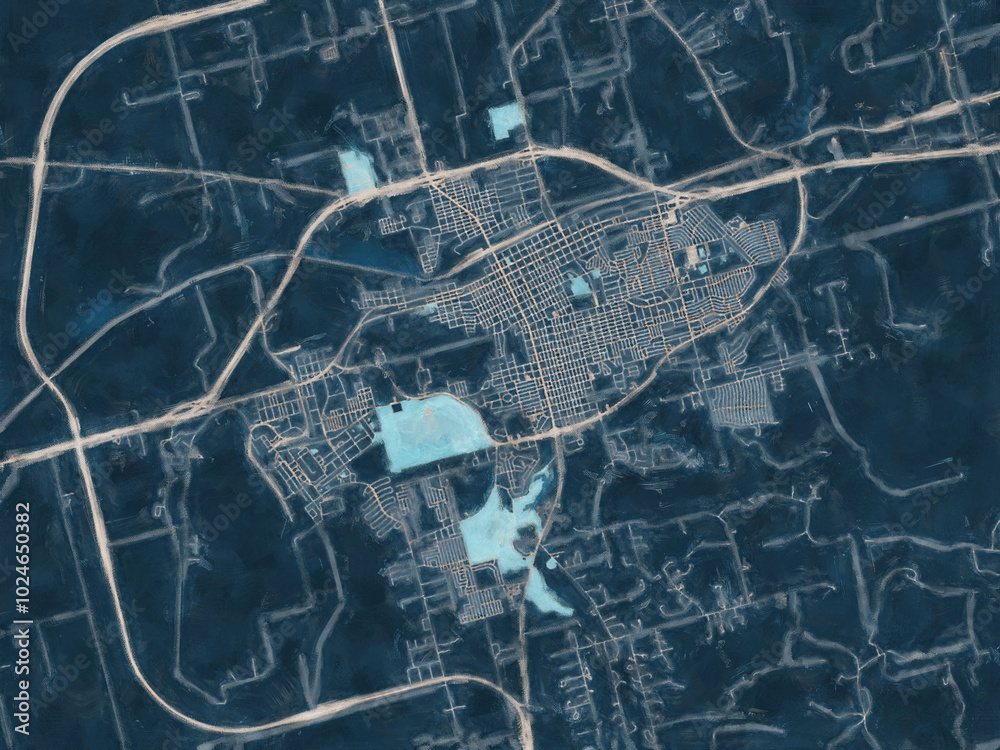 Painterly Style City Map of Big Spring Texas, USA in a Blue Color Scheme. Painterly Style City Map of Big Spring Texas, USA in a Blue Color Scheme.
