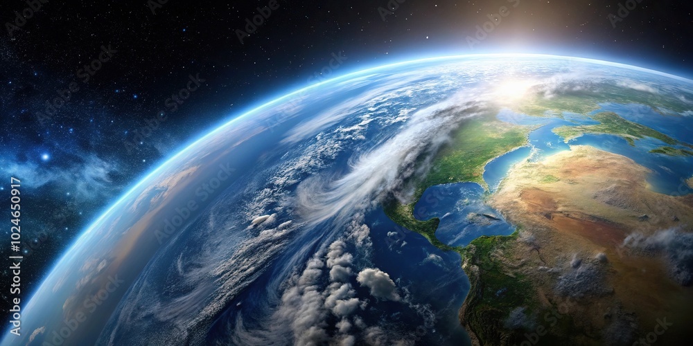 Fototapeta premium Spacecraft window reflection showing Earth