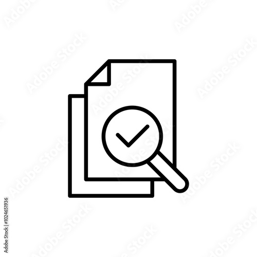 Verified file outline icons, minimalist vector illustration ,simple transparent graphic element .Isolated on white background