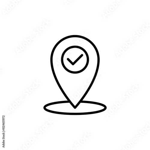Verified location outline icons, minimalist vector illustration ,simple transparent graphic element .Isolated on white background
