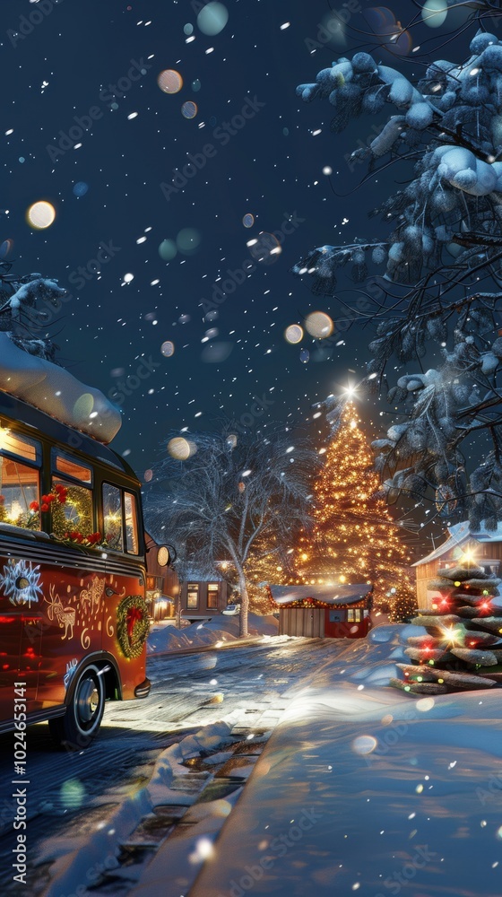 Festive Holiday Transport. Christmas-themed wallpaper design