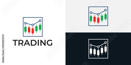 Trading candlestick logo icon template.