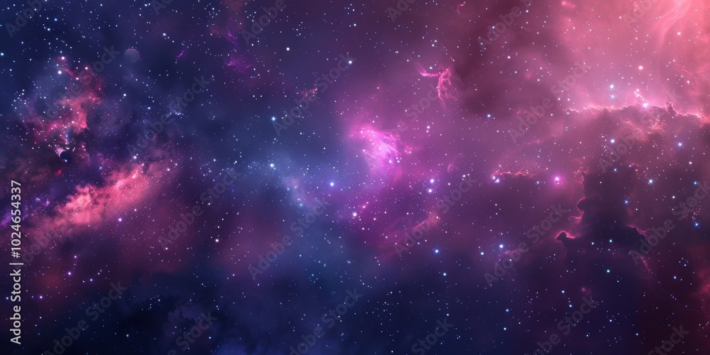 Fototapeta premium Celestial Symphony. Cosmic galaxy wallpaper detailed in high resolution