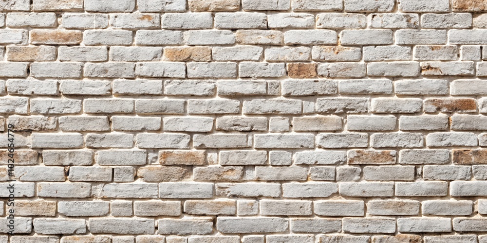 A weathered brick wall with whitewashed bricks and natural imperfections, showcasing a rustic and timeless aesthetic.