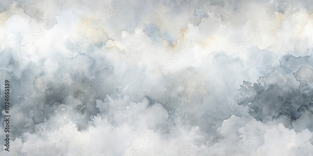 Abstract Watercolor Painting in Shades of Gray and White with a Subtle Wash of Yellow Abstract Watercolor Painting in Shades of Gray and White with a Subtle Wash of Yellow