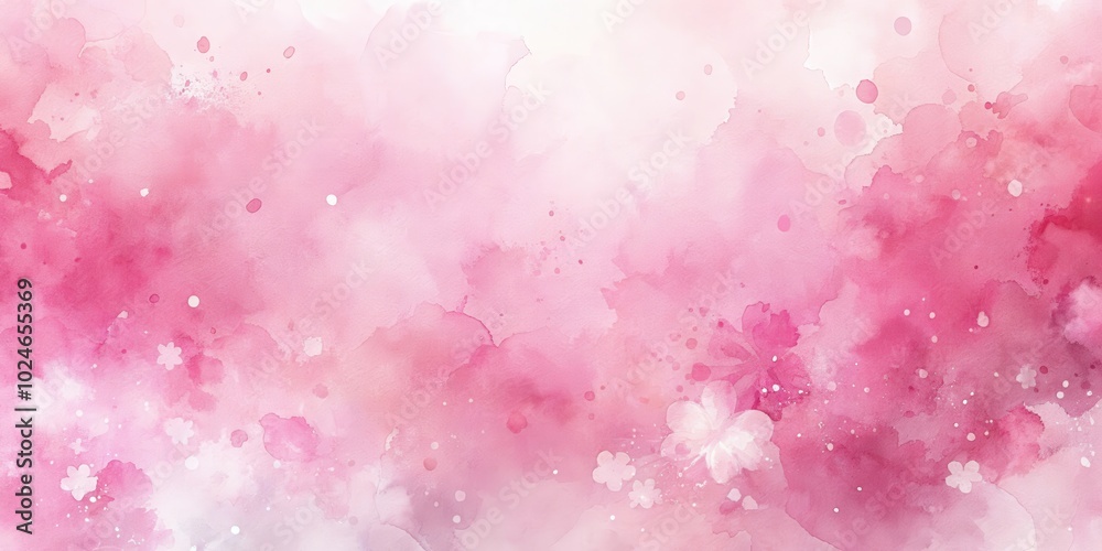 Delicate Watercolor Painting of Abstract Pink and White Blossoms with Splashes of Color Delicate Watercolor Painting of Abstract Pink and White Blossoms with Splashes of Color