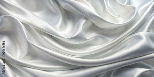 Elegant Draped White Satin Fabric with Soft, Smooth Texture and Gentle Waves