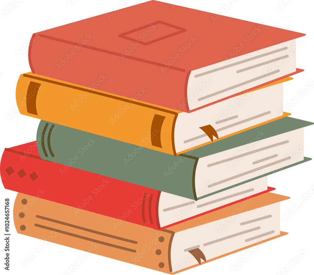 Cute vector stack of books to read.World Book Day.Simple funny cartoon clipart isolated on white