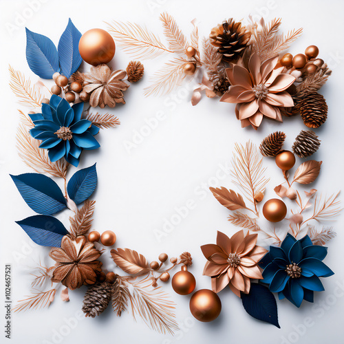 Christmas frame background with cones and decorations