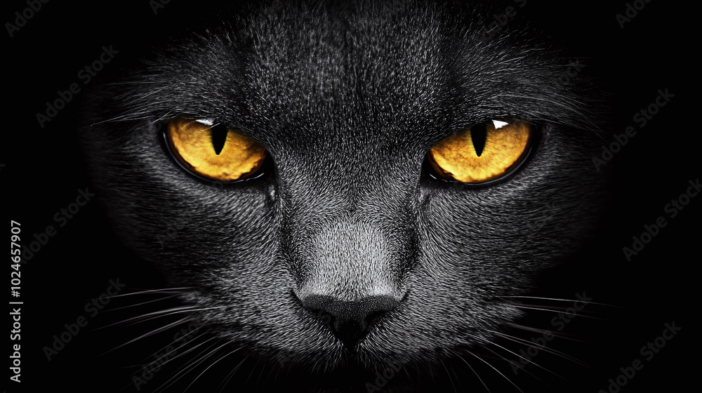 black cat yellow eyes peering from the darkness black cat yellow eyes peering from the darkness
