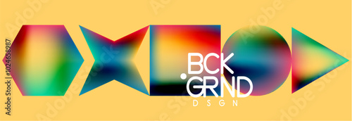 Neon color geometric shapes square triangle circle abstract background. Vector Illustration For Wallpaper, Banner, Background, Card, Book Illustration, landing page