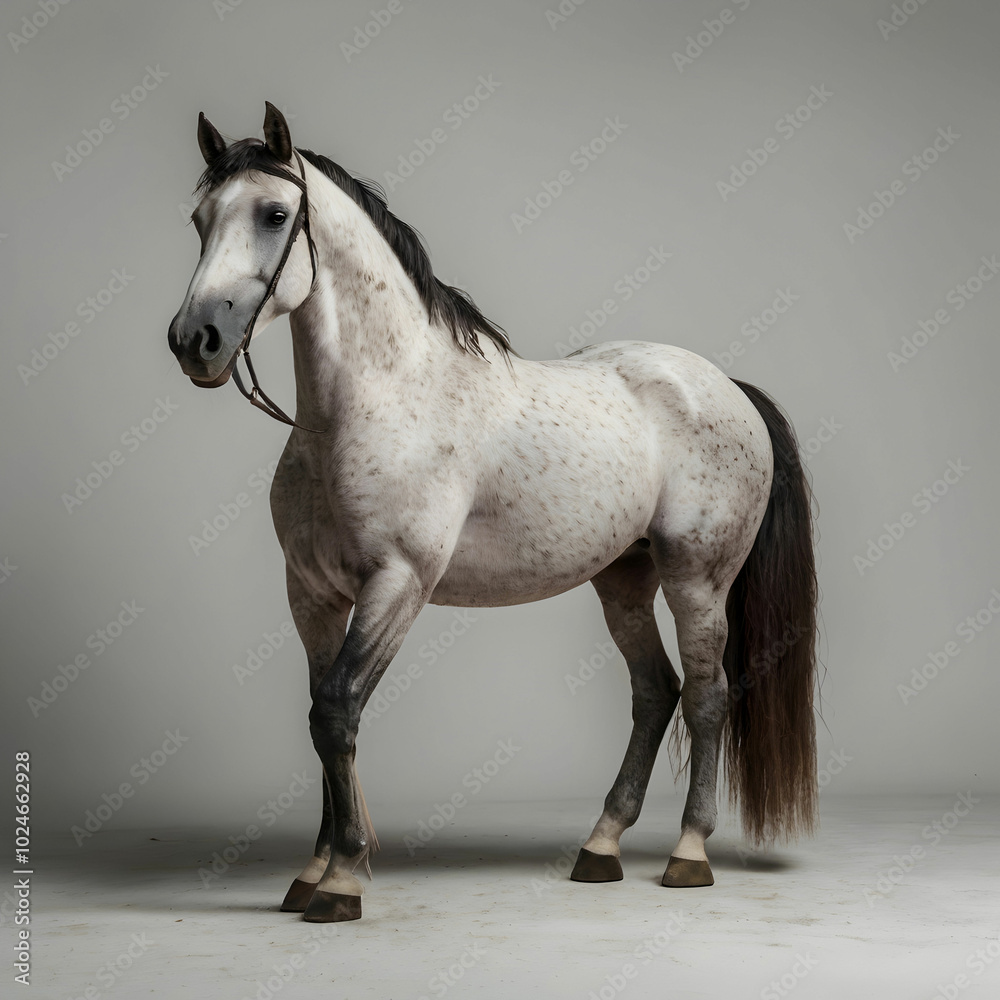 Obraz premium A beautiful horse stand with white background