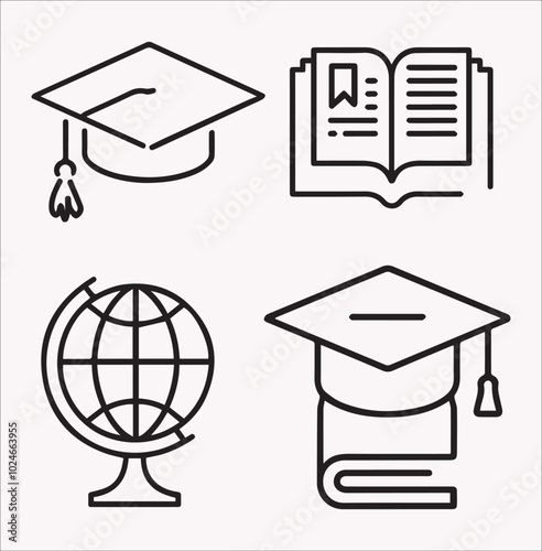 international day of education celebrated event  vector icon set illustration on a white background