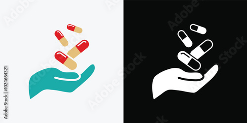 Capsule pill medicine drug logo icon.