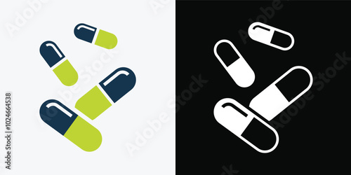 Capsule pill medicine drug logo icon.