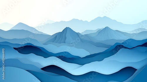 Abstract paper cut landscape with sharp, angular mountain peaks and layered textures, paper cut mountains, abstract nature design