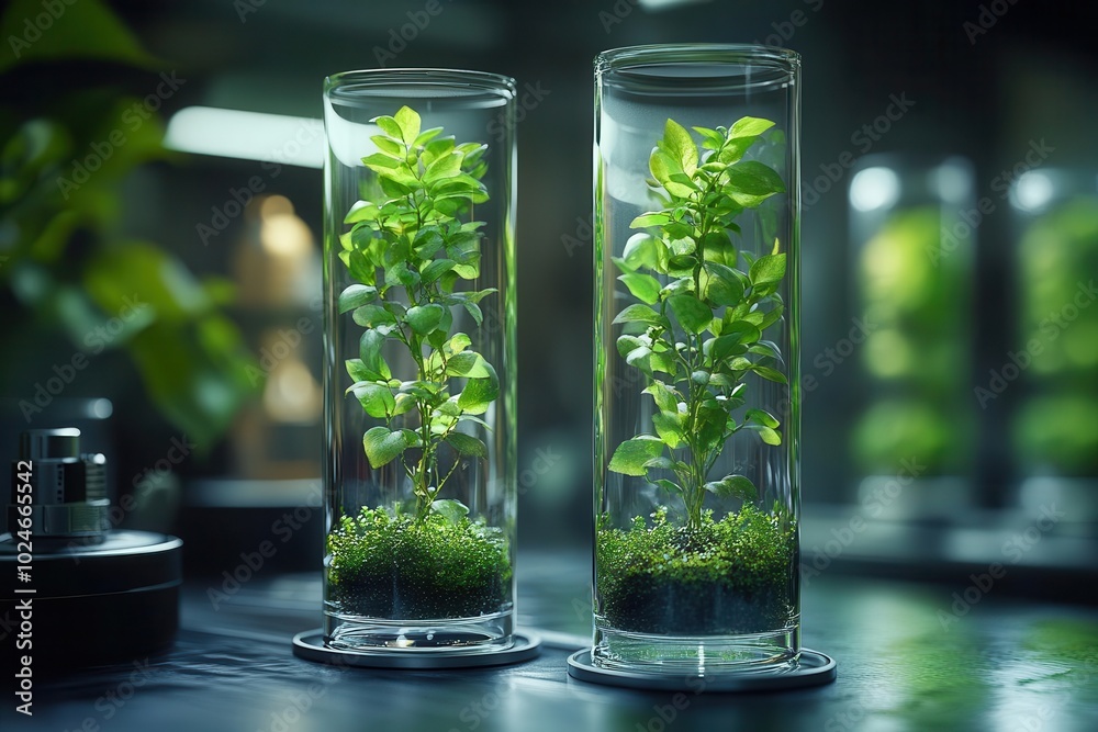 test tubes filled with vibrant green plants showcasing scientific exploration and innovation in a laboratory setting emphasizing natures beauty and the world of botany test tubes filled with vibrant green plants showcasing scientific exploration and innovation in a laboratory setting emphasizing natures beauty and the world of botany