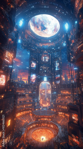 Futuristic Sci-Fi Cityscape with Cosmic View