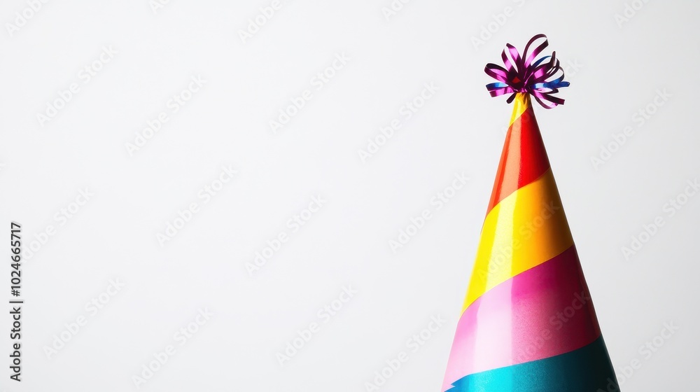 Colorful Birthday Party Hat on a White Background Colorful Birthday Party Hat on a White Background