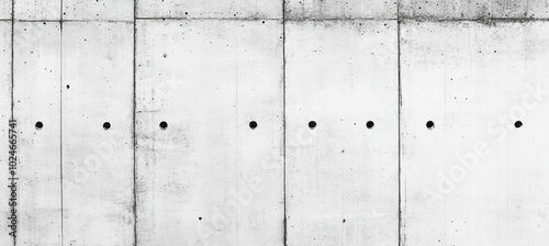 White Concrete Wall with Dividing Lines and Holes, Minimalist Architecture Background