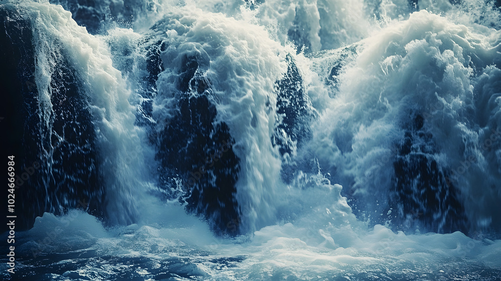 Fototapeta premium Textured pattern style waterfall with rich details and flowing water.